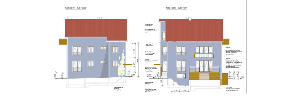 variante blau-gelblich, ansicht strassen-und gartenseite