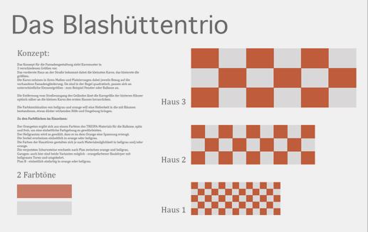 motiv-entwurf für 3 häuserzeilen